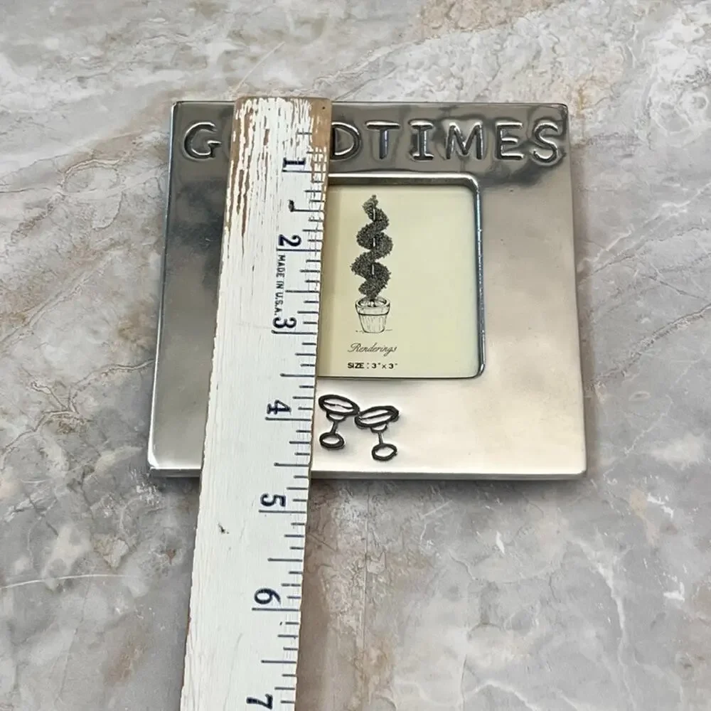 Pewter Picture Frame 3x3 in Silver Free Standing 